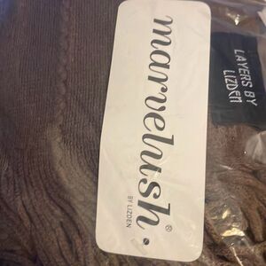 Layers by Lizden Womens One Size Marvelush Cable Knit‎ Wrap Bark Brown NWT